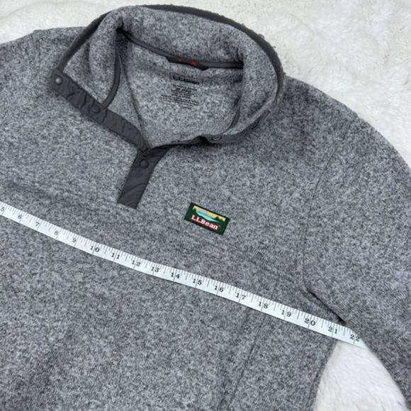 L.L.Bean Sweater Fleece Pullover Heather Grey Men's Slightly Fitted Medium - Picture 5 of 7